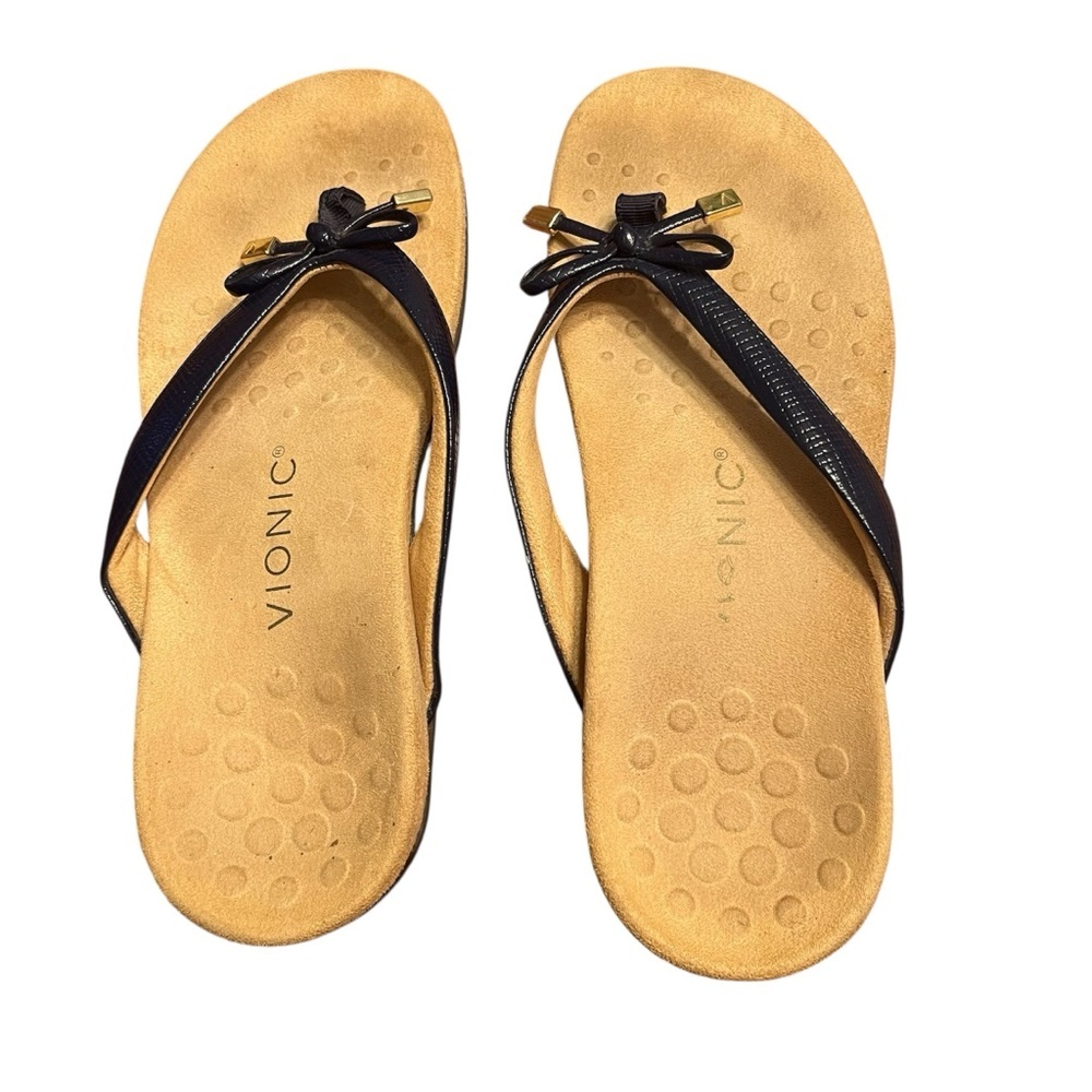 Vionic Bella Navy Strap Thong Sandal Size 6.5M - Picture 4 of 7